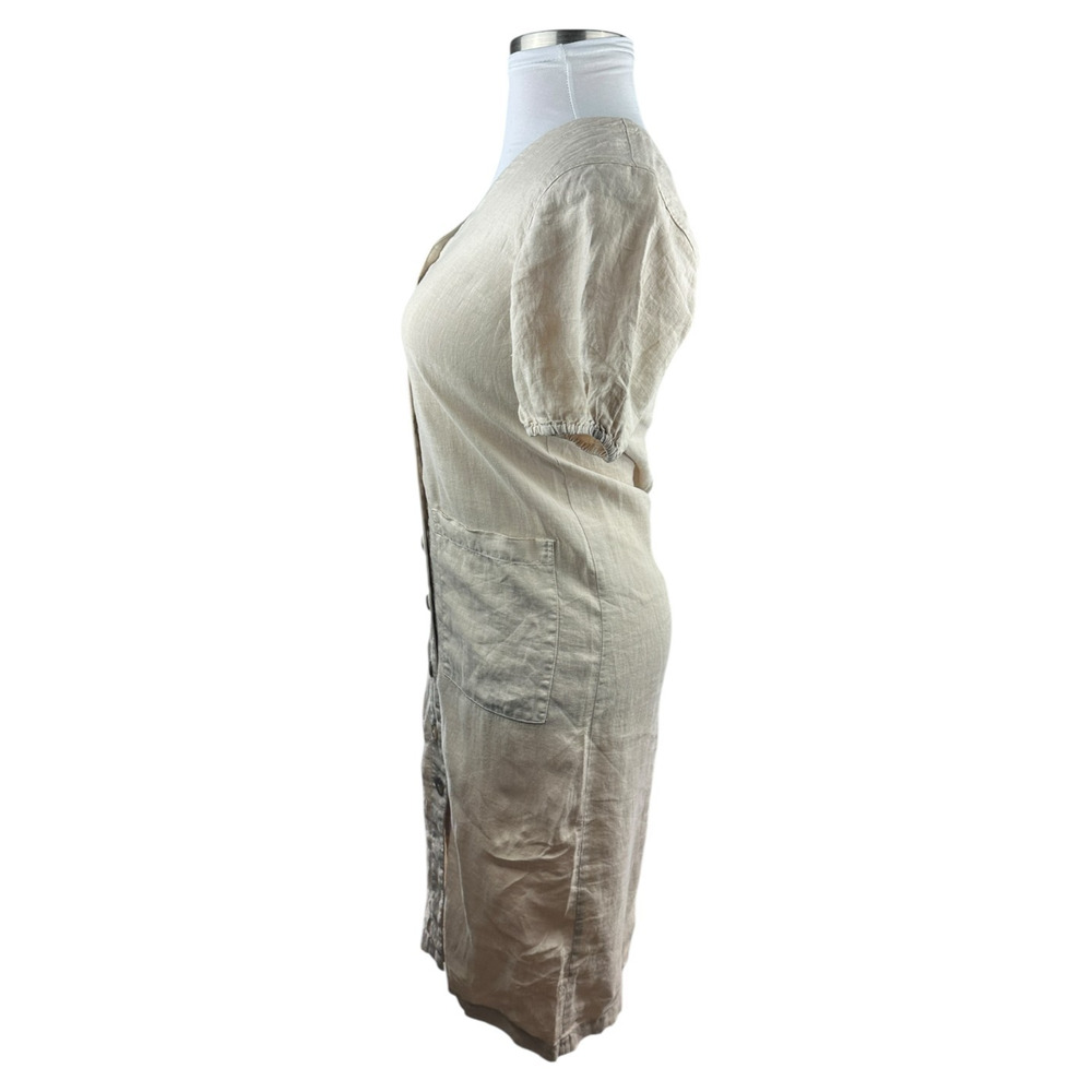 NWT Lou & Grey 100% Linen Dress Midi Maxi SS Tan Beige Button Front Size XXS - Picture 6 of 11